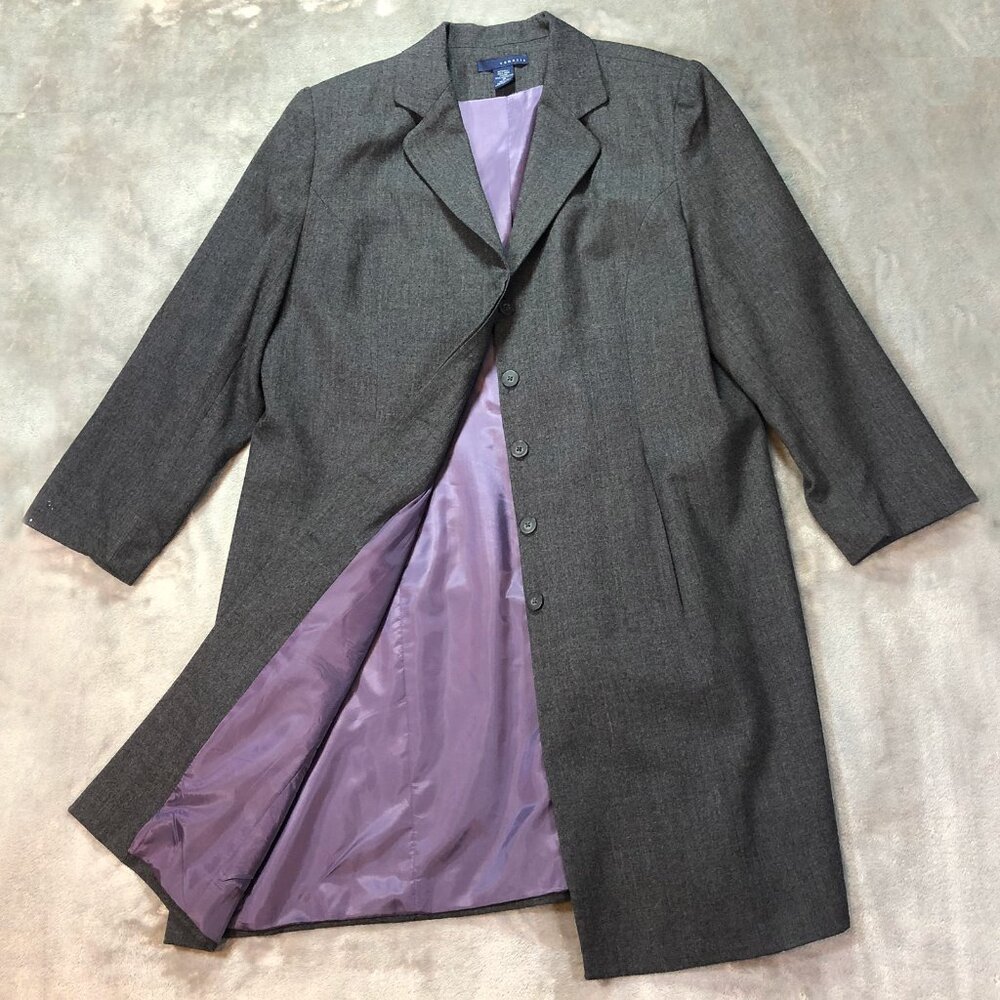 Venezia Classic Wool Overcoat Women's 18 Gray Lined Minimalist Office Old Money